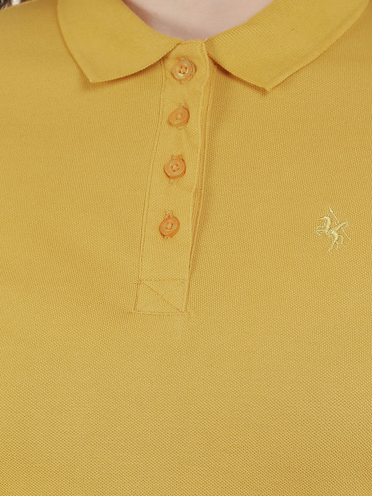 T-Shirt for Women l Breathable & Soft with Color Fastness Regular Fit Polo Neck Poly Cotton Fabric Solid Pattern
