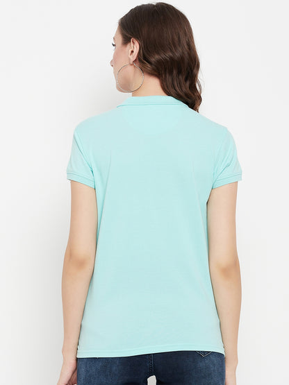 Cantabil Women Aqua Polo Collar T-Shirt (7135565971595)
