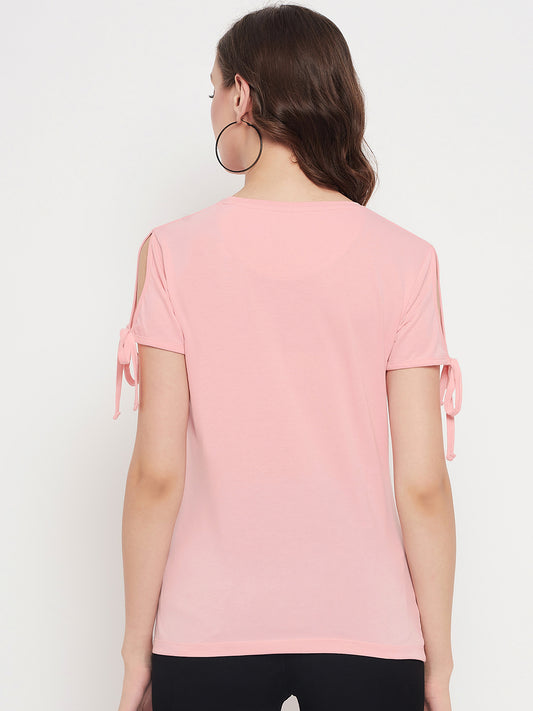 Cantabil Women Pink Round Neck T-Shirt (7135524061323)