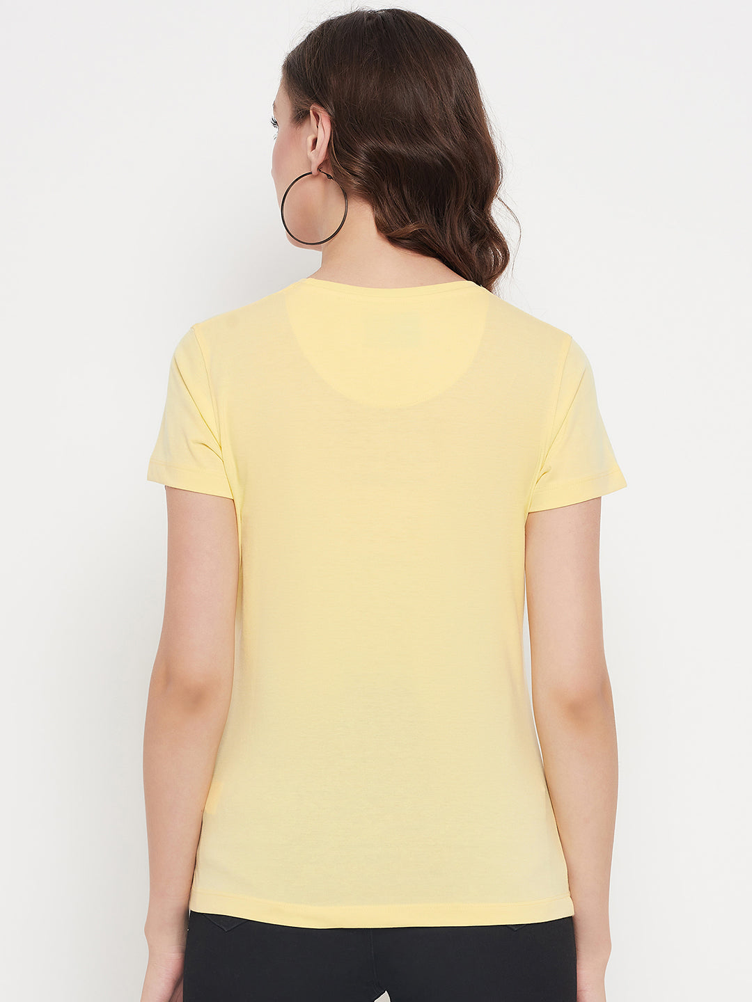 Cantabil Women Yellow Round Neck T-Shirt (7135525634187)