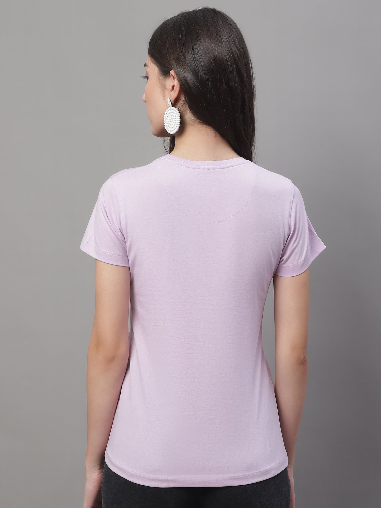 Cantabil Women Purple Round Neck T-Shirt (7135539331211)