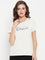 Cantabil Women Off White Round Neck T-Shirt (7135557124235)