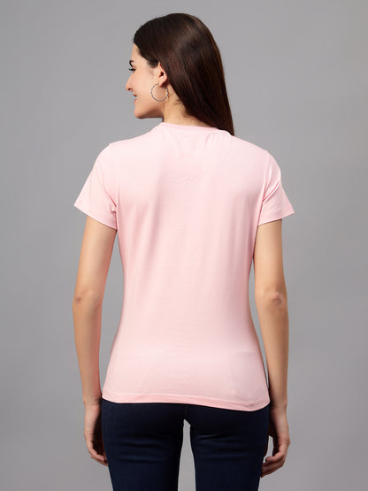 Women's Casual Regular Short Sleeve Pink Round neck Graphic Print T-Shirt