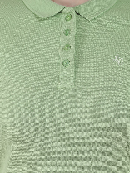 T-Shirt for Women l Breathable & Soft with Color Fastness Regular Fit Polo Neck Poly Cotton Fabric Solid Pattern