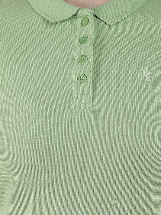 T-Shirt for Women l Breathable & Soft with Color Fastness Regular Fit Polo Neck Poly Cotton Fabric Solid Pattern
