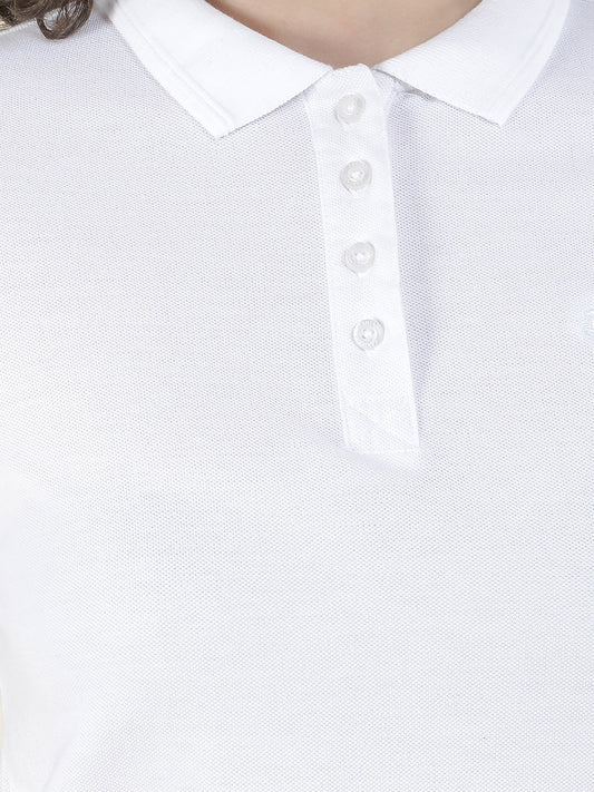 T-Shirt for Women l Breathable & Soft with Color Fastness Regular Fit Polo Neck Poly Cotton Fabric Solid Pattern