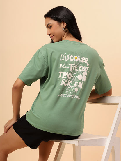 T-Shirt for Women l Breathable & Soft with Color Fastness Regular Fit Cotton Blend Fabric Printed Pattern