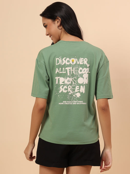 T-Shirt for Women l Breathable & Soft with Color Fastness Regular Fit Cotton Blend Fabric Printed Pattern