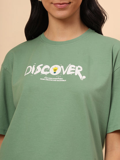 T-Shirt for Women l Breathable & Soft with Color Fastness Regular Fit Cotton Blend Fabric Printed Pattern