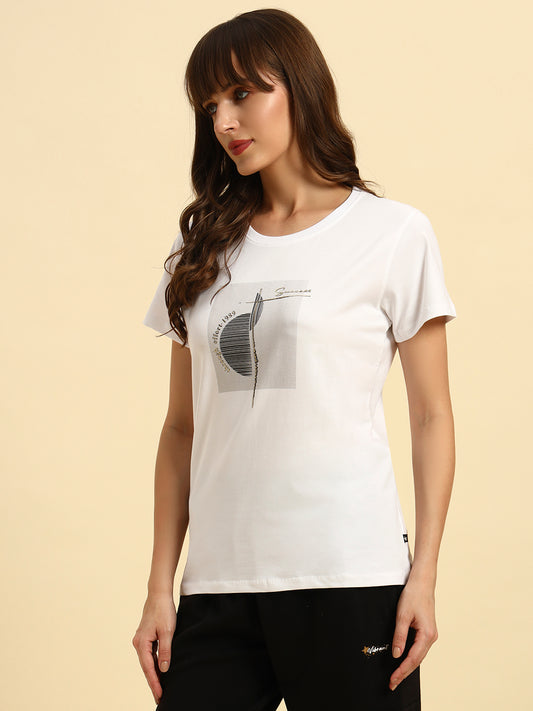T-Shirt for Women | Breathable & Soft with Color Fastness Regular Fit Round Neck Cotton Fabric Printed Pattern