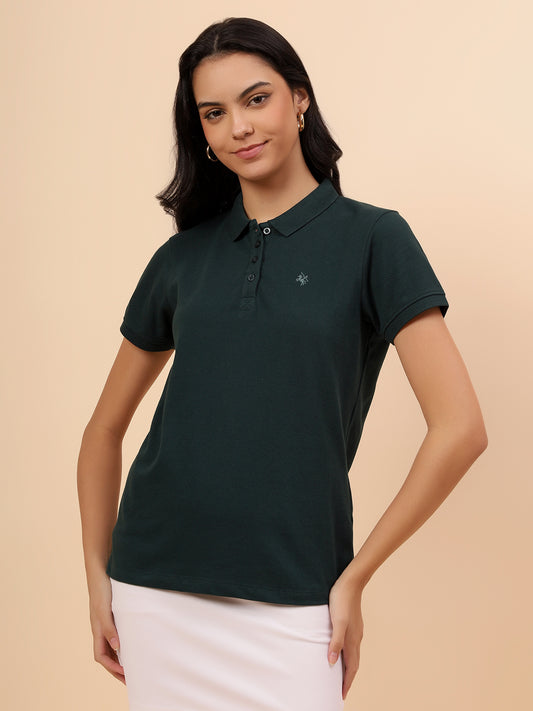 T-Shirt for Women l Breathable & Soft with Color Fastness Regular Fit Poly Cotton Fabric Solid Pattern