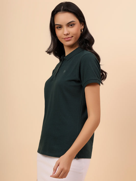 T-Shirt for Women l Breathable & Soft with Color Fastness Regular Fit Poly Cotton Fabric Solid Pattern