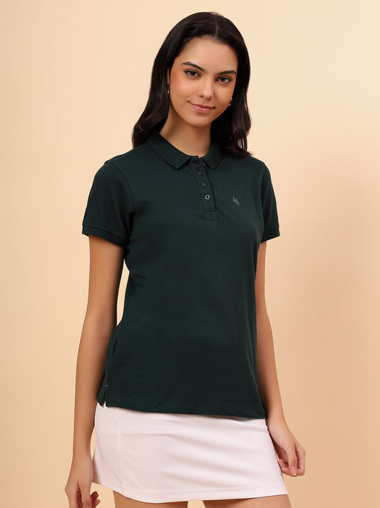 T-Shirt for Women l Breathable & Soft with Color Fastness Regular Fit Poly Cotton Fabric Solid Pattern