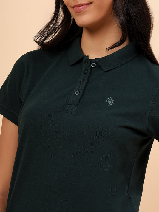 T-Shirt for Women l Breathable & Soft with Color Fastness Regular Fit Poly Cotton Fabric Solid Pattern