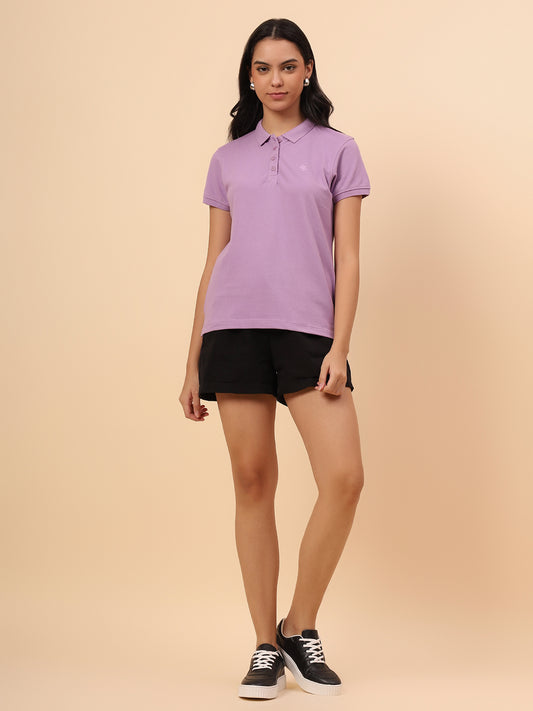 T-Shirt for Women l Breathable & Soft with Color Fastness Regular Fit Poly Cotton Fabric Solid Pattern