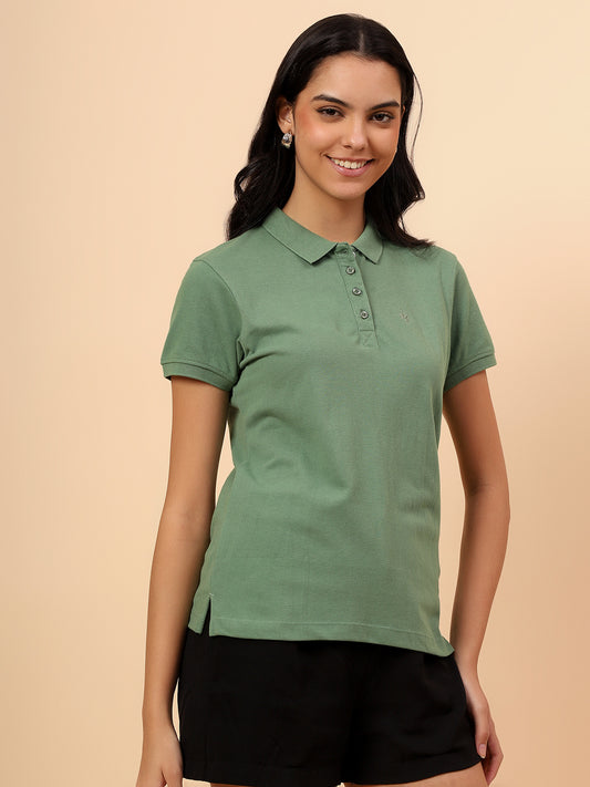 T-Shirt for Women l Breathable & Soft with Color Fastness Regular Fit Poly Cotton Fabric Solid Pattern