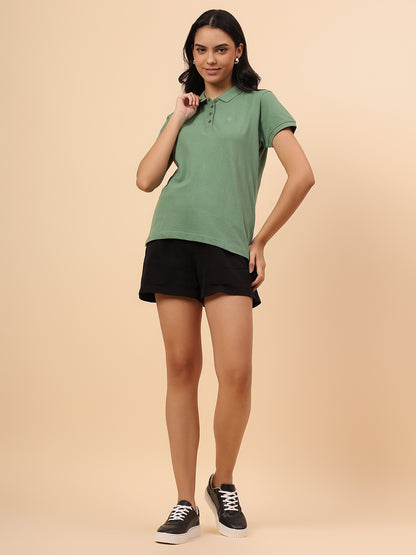 T-Shirt for Women l Breathable & Soft with Color Fastness Regular Fit Poly Cotton Fabric Solid Pattern
