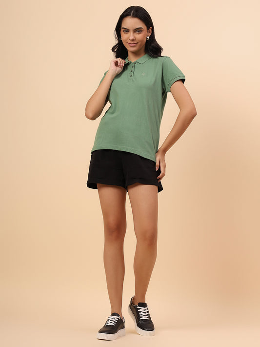 T-Shirt for Women l Breathable & Soft with Color Fastness Regular Fit Poly Cotton Fabric Solid Pattern