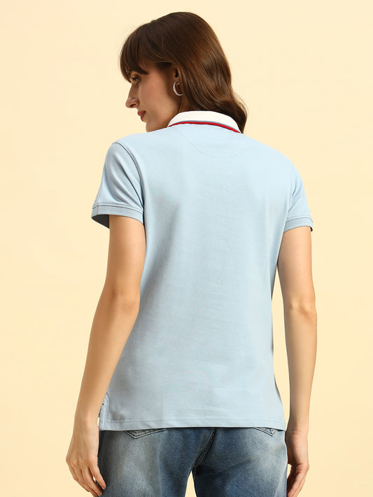 T-Shirt for Women | Breathable & Soft with Color Fastness Regular Fit Polo Neck Poly Cotton Fabric Solid Pattern