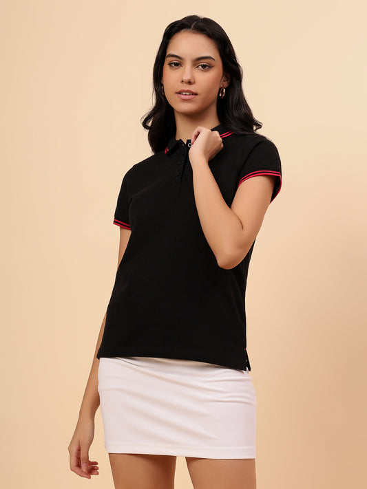 T-Shirt for Women l Breathable & Soft with Color Fastness Regular Fit Poly Cotton Fabric Solid Pattern