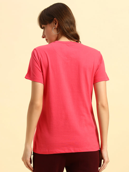 T-Shirt for Women | Breathable & Soft with Color Fastness Regular Fit Round Neck Poly Cotton Fabric Printed Pattern