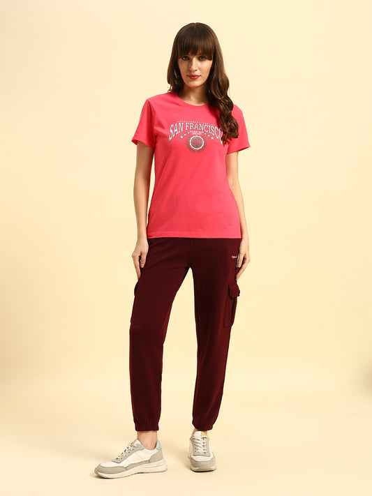 T-Shirt for Women | Breathable & Soft with Color Fastness Regular Fit Round Neck Poly Cotton Fabric Printed Pattern