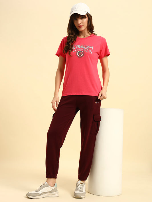 T-Shirt for Women | Breathable & Soft with Color Fastness Regular Fit Round Neck Poly Cotton Fabric Printed Pattern