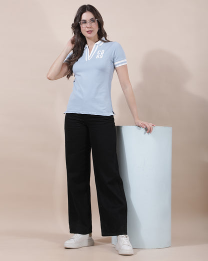 T-Shirt for Women l Breathable & Soft with Color Fastness Regular Fit Collar Neck Cotton Blend Fabric Solid Pattern