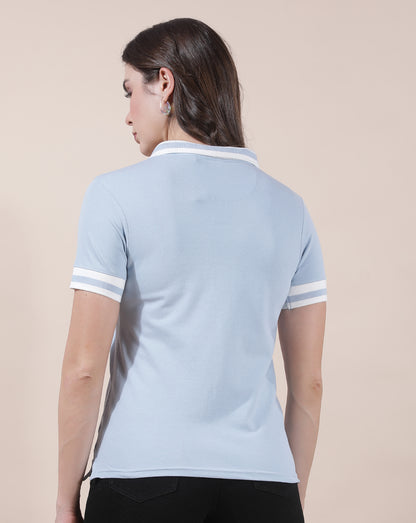 T-Shirt for Women l Breathable & Soft with Color Fastness Regular Fit Collar Neck Cotton Blend Fabric Solid Pattern