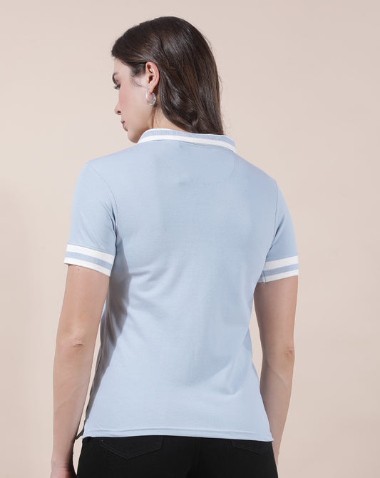 T-Shirt for Women l Breathable & Soft with Color Fastness Regular Fit Collar Neck Cotton Blend Fabric Solid Pattern