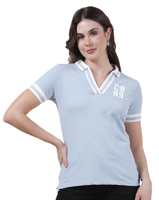 T-Shirt for Women l Breathable & Soft with Color Fastness Regular Fit Collar Neck Cotton Blend Fabric Solid Pattern