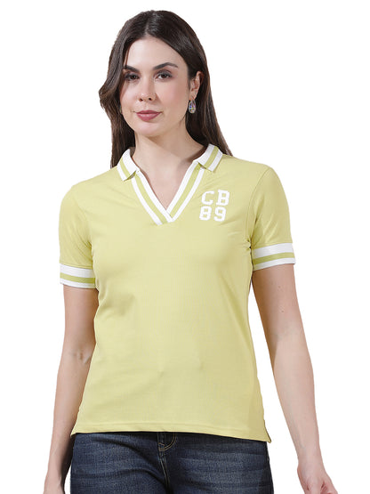 T-Shirt for Women l Breathable & Soft with Color Fastness Regular Fit Collar Neck Cotton Blend Fabric Solid Pattern