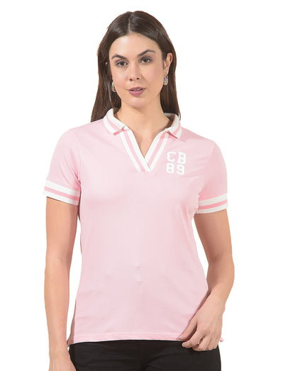 T-Shirt for Women l Breathable & Soft with Color Fastness Regular Fit Collar Neck Cotton Blend Fabric Solid Pattern