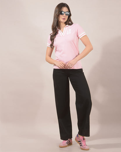T-Shirt for Women l Breathable & Soft with Color Fastness Regular Fit Collar Neck Cotton Blend Fabric Solid Pattern