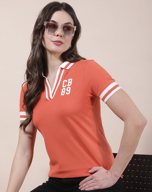 T-Shirt for Women l Breathable & Soft with Color Fastness Regular Fit Collar Neck Cotton Blend Fabric Solid Pattern