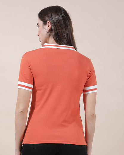 T-Shirt for Women l Breathable & Soft with Color Fastness Regular Fit Collar Neck Cotton Blend Fabric Solid Pattern