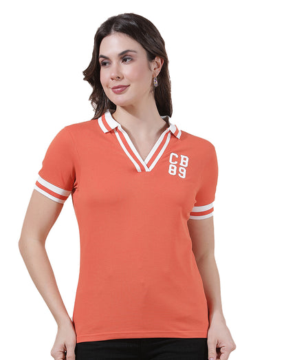 T-Shirt for Women l Breathable & Soft with Color Fastness Regular Fit Collar Neck Cotton Blend Fabric Solid Pattern