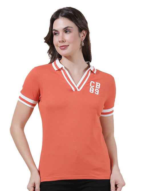 T-Shirt for Women l Breathable & Soft with Color Fastness Regular Fit Collar Neck Cotton Blend Fabric Solid Pattern