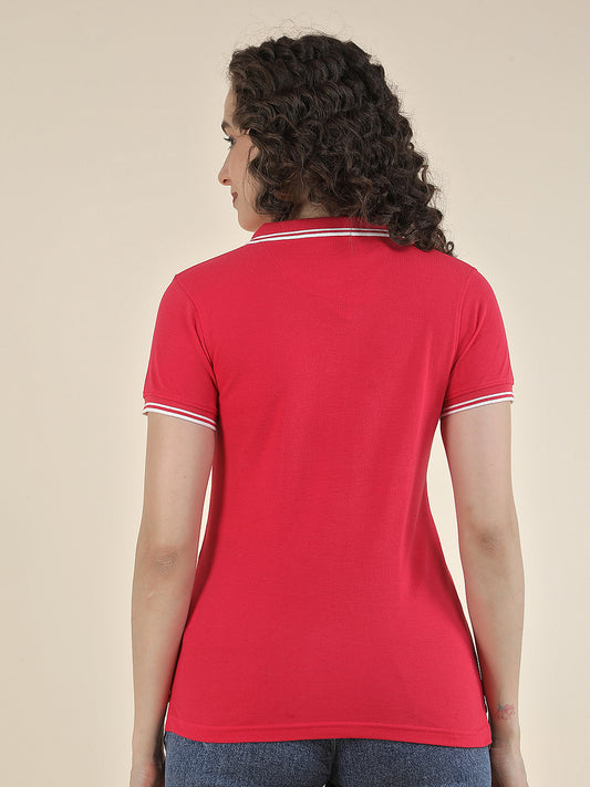 T-Shirt for Women l Breathable & Soft with Color Fastness Regular Fit Polo Neck Poly Cotton Fabric Solid Pattern