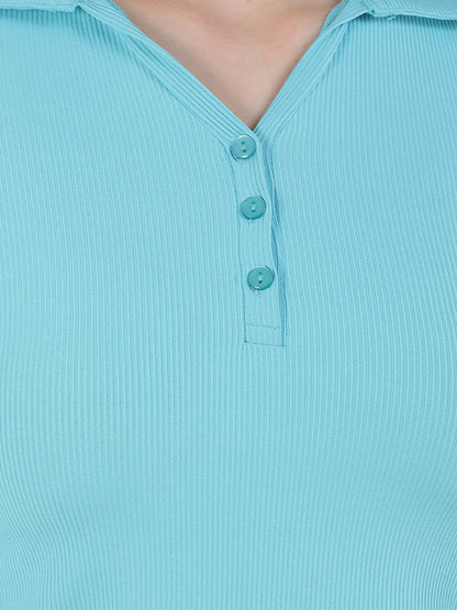 T-Shirt for Women l Breathable & Soft with Color Fastness Regular Fit Polo Neck Poly Cotton Fabric Solid Pattern