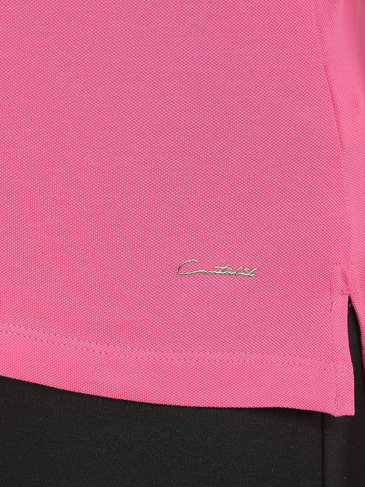 T-Shirt for Women l Breathable & Soft with Color Fastness Regular Fit Polo Neck Cotton Blend Fabric Solid Pattern