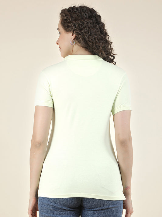 T-Shirt for Women l Breathable & Soft with Color Fastness Regular Fit Polo Neck Cotton Blend Fabric Solid Pattern