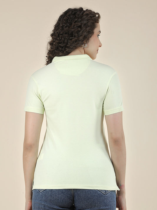T-Shirt for Women l Breathable & Soft with Color Fastness Regular Fit Polo Neck Cotton Blend Fabric Solid Pattern