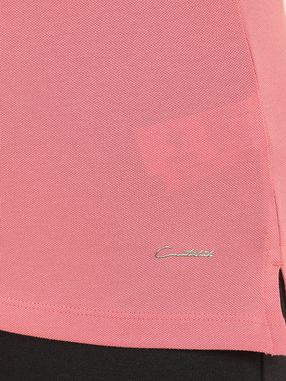T-Shirt for Women l Breathable & Soft with Color Fastness Regular Fit Polo Neck Cotton Blend Fabric Solid Pattern