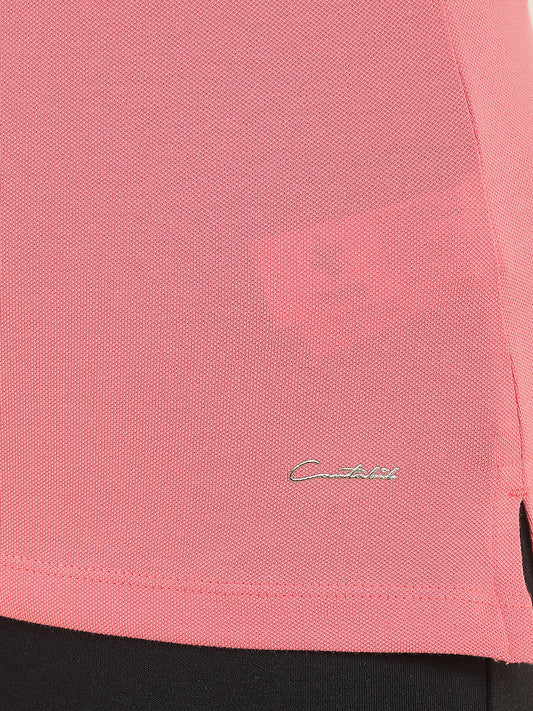 T-Shirt for Women l Breathable & Soft with Color Fastness Regular Fit Polo Neck Cotton Blend Fabric Solid Pattern