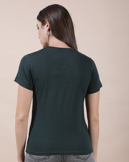 T-Shirt for Women l Breathable & Soft with Color Fastness Regular Fit Round Neck Cotton Blend Fabric Printed Pattern