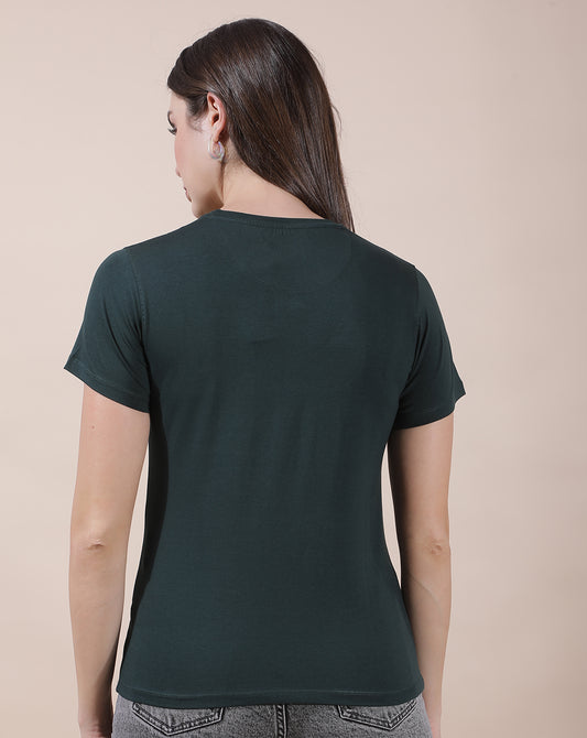 T-Shirt for Women l Breathable & Soft with Color Fastness Regular Fit Round Neck Cotton Blend Fabric Printed Pattern