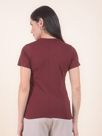 T-Shirt for Women l Breathable & Soft with Color Fastness Regular Fit Round Neck Poly Cotton Fabric Printed Pattern