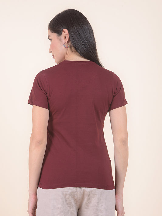 T-Shirt for Women l Breathable & Soft with Color Fastness Regular Fit Round Neck Poly Cotton Fabric Printed Pattern