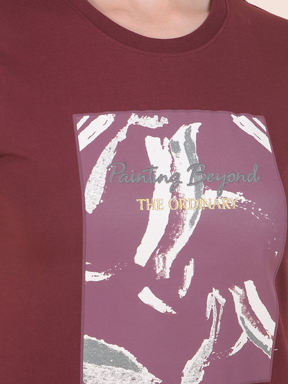 T-Shirt for Women l Breathable & Soft with Color Fastness Regular Fit Round Neck Poly Cotton Fabric Printed Pattern